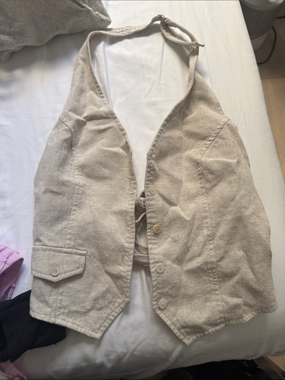 sundays Cream Halter Button-Front Camisole Vest